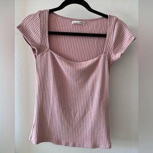 Reformation Bardot Knit Top in Blush
